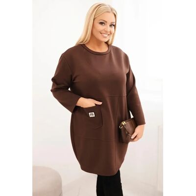 Kesi Włoski Dámska Sukňa Plus Size S Vreckom A 3/4 Rukávom Maslová Hnedá Hnedá One Size Kesi Włoski Dámska Sukňa Plus Size S Vreckom A 3/4 Rukávom Maslová Hnedá Hnedá One Size