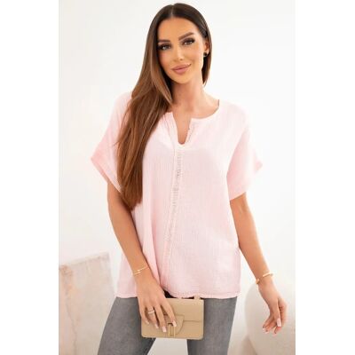 Kesi Włoski Dámska Oversized Blúzka Z Bavlny S Krajkou Šedá One Size Kesi Włoski Dámska Oversized Blúzka Z Bavlny S Krajkou Šedá One Size