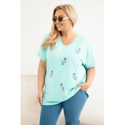 Kesi Dámska Blúzka Plus Size S Pierkami Mätová Modrá One Size Kesi Dámska Blúzka Plus Size S Pierkami Mätová Modrá One Size