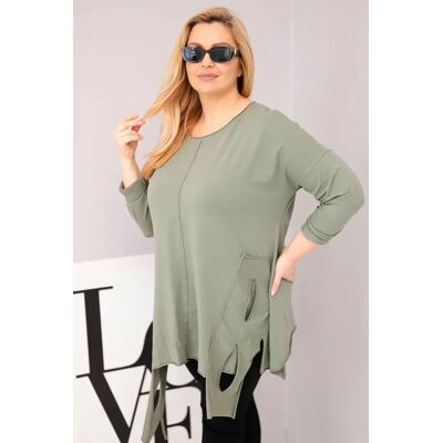 Kesi Włoski Plus Size Dámska Blúzka S Asymetrickým Lemom Čierna One Size Kesi Włoski Plus Size Dámska Blúzka S Asymetrickým Lemom Čierna One Size