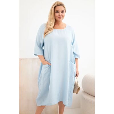 Kesi Włoski Dámske Plus-Size Šaty S Krátkym Rukávom Svetlomodrá One Size Kesi Włoski Dámske Plus-Size Šaty S Krátkym Rukávom Svetlomodrá One Size