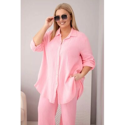 Kesi Włoski Dámsky Mušelínový Plus-Size Set V Ružovej Ružová One Size Kesi Włoski Dámsky Mušelínový Plus-Size Set V Ružovej Ružová One Size