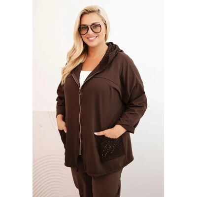 Kesi Włoski Dámska Mikina Plus Size Bavlnená Oversize S Dlhým Rukávom Hnedá Hnedá One Size Kesi Włoski Dámska Mikina Plus Size Bavlnená Oversize S Dlhým Rukávom Hnedá Hnedá One Size