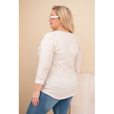 Kesi Włoski Dámska Blúzka Plus Size S Potlačou A Perličkami Béžová Krémová One Size Kesi Włoski Dámska Blúzka Plus Size S Potlačou A Perličkami Béžová Krémová One Size
