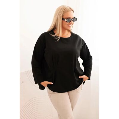 Kesi Włoski Dámska Blúzka Plus Size Z Bavlnou S Vreckom A Zrolovaným Rukávom Kiwi Čierna One Size Kesi Włoski Dámska Blúzka Plus Size Z Bavlnou S Vreckom A Zrolovaným Rukávom Kiwi Čierna One Size