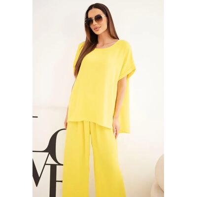 Kesi Włoski Kesi Dámsky Plus Size Set S Blúzkou A Širokými Nohavicami Žltý Žltá One Size Kesi Włoski Kesi Dámsky Plus Size Set S Blúzkou A Širokými Nohavicami Žltý Žltá One Size