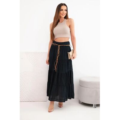 Kesi Włoski Dámska Maxi Sukňa S Výšivkou Čierna One Size Kesi Włoski Dámska Maxi Sukňa S Výšivkou Čierna One Size