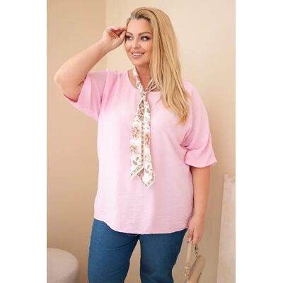 Kesi Włoski Plus-Size Blúzka So Šatkou, Ružová Modrá One Size Kesi Włoski Plus-Size Blúzka So Šatkou, Ružová Modrá One Size