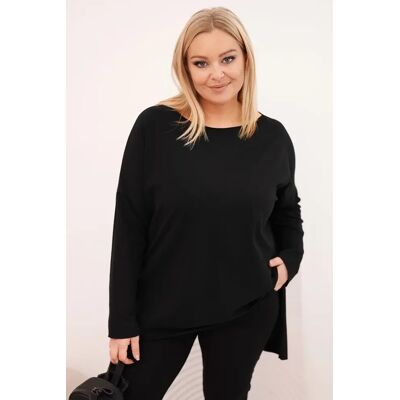 Kesi Dámska Blúzka Plus Size Asymetrická S Dlhým Rukávom Čierna Čierna One Size Kesi Dámska Blúzka Plus Size Asymetrická S Dlhým Rukávom Čierna Čierna One Size
