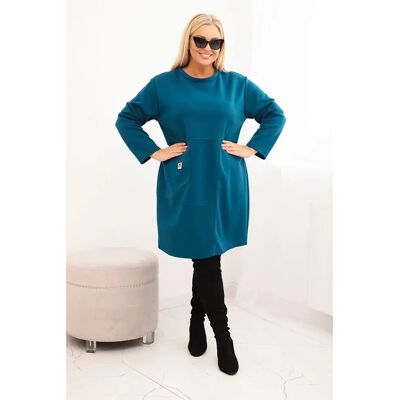 Kesi Włoski Dámska Sukňa Plus Size S Vreckom A 3/4 Rukávom Maslová Morská Tyrkysová One Size Kesi Włoski Dámska Sukňa Plus Size S Vreckom A 3/4 Rukávom Maslová Morská Tyrkysová One Size