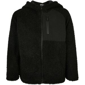 Urban Classics Boys' Sherpa Jacket With Zipper Hood, Black Čierna 146-152 Urban Classics Boys' Sherpa Jacket With Zipper Hood, Black Čierna 146-152