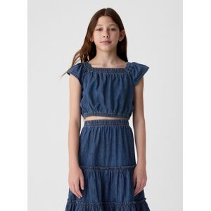 Modrý Dievčenskú Džínsový Crop Top Gap Modrá Xl Modrý Dievčenskú Džínsový Crop Top Gap Modrá Xl