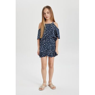 Defacto Girl 2-Piece Set Patterned Short Sleeve Blouse Top Elastic Waist Skirt Bottom Čierna 8/9 Years Defacto Girl 2-Piece Set Patterned Short Sleeve Blouse Top Elastic Waist Skirt Bottom Čierna 8/9 Years