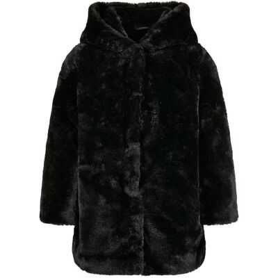 Urban Classics Girls' Teddy Hooded Coat Black Čierna 158-164 Urban Classics Girls' Teddy Hooded Coat Black Čierna 158-164