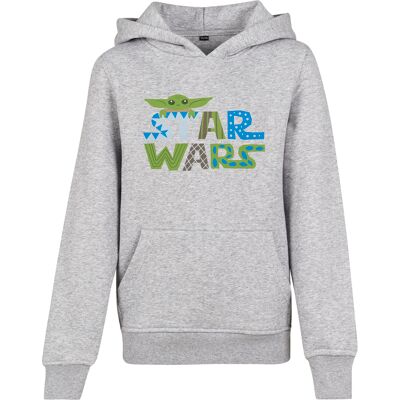 Mister Tee Children'S Colorful Star Wars Logo With A Heather Gray Hood Šedá 158-164 Mister Tee Children'S Colorful Star Wars Logo With A Heather Gray Hood Šedá 158-164