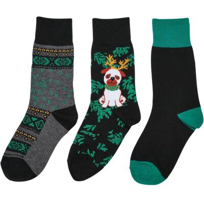 Urban Classics Pug Children'S Christmas Socks - 3-Pack Multicolored Čierna 39-42 Urban Classics Pug Children'S Christmas Socks - 3-Pack Multicolored Čierna 39-42