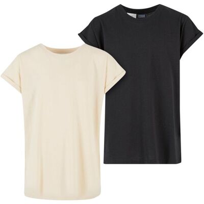 Urban Classics Girls' Extended Shoulder Tee - 2 Pack Cream/black Krémová 7-8 Y Urban Classics Girls' Extended Shoulder Tee - 2 Pack Cream/black Krémová 7-8 Y