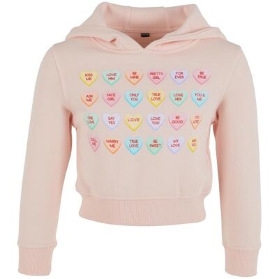 Mister Tee Children'S Cropped Sweatshirt Sweet Heart Candy Pink Krémová 146-152 Mister Tee Children'S Cropped Sweatshirt Sweet Heart Candy Pink Krémová 146-152