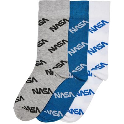 Mister Tee Nasa Full-Length Kids Socks, 3 Pack, Bright Blue/grey/white Šedá 27/30 Mister Tee Nasa Full-Length Kids Socks, 3 Pack, Bright Blue/grey/white Šedá 27/30