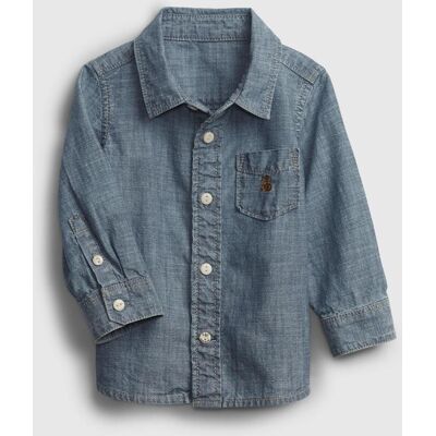 Gap Baby Shirt Chambray Shirt - Boys Šedá 6-12m Gap Baby Shirt Chambray Shirt - Boys Šedá 6-12m