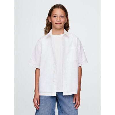 Gap Children'S Linen Shirt - Boys Biela M Gap Children'S Linen Shirt - Boys Biela M