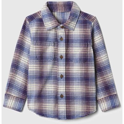 Gap Baby Flannel Checkered Shirt - Boys Šedá 12-18m Gap Baby Flannel Checkered Shirt - Boys Šedá 12-18m