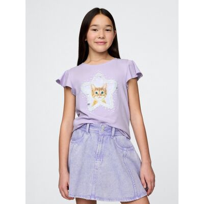 Gap Kids' T-Shirt With Sequins - Girls Šedá Xl Gap Kids' T-Shirt With Sequins - Girls Šedá Xl