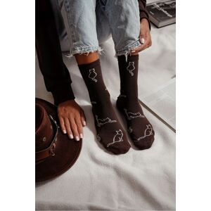 Milena Ženské Bavlnené Pančuchy Kontúry Mačky Čokoládové Biela 37-41 Milena Ženské Bavlnené Pančuchy Kontúry Mačky Čokoládové Biela 37-41