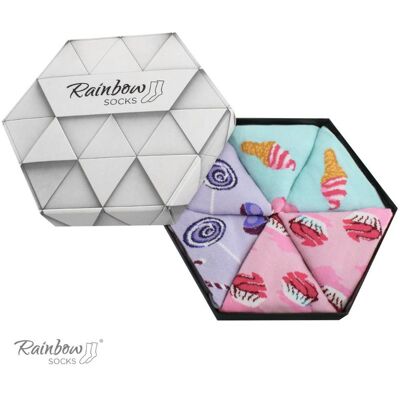 Zooksy/rainbow Socks Dúhové Ponožky Ponožky Sladkosti V Krabici S 3 Pármi Šedá 41-46 Zooksy/rainbow Socks Dúhové Ponožky Ponožky Sladkosti V Krabici S 3 Pármi Šedá 41-46