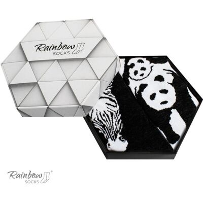 Zooksy/rainbow Socks Dúhové Ponožky S Motívmi Zvierat Zebra Panda Čiernobiele 2 Páry Čierna 36-40 Zooksy/rainbow Socks Dúhové Ponožky S Motívmi Zvierat Zebra Panda Čiernobiele 2 Páry Čierna 36-40
