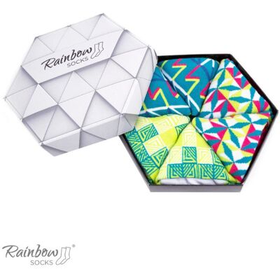 Zooksy/rainbow Socks Ponožky Dúhových Ponožiek S Geometrickými Vzormi 3 Páry Biela 41-46 Zooksy/rainbow Socks Ponožky Dúhových Ponožiek S Geometrickými Vzormi 3 Páry Biela 41-46