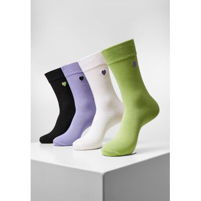 Urban Classics Heart Socks 4-Pack Black+lilac+lime+white Šedá 35-38 Urban Classics Heart Socks 4-Pack Black+lilac+lime+white Šedá 35-38