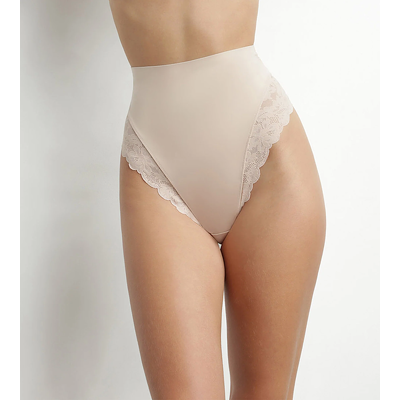 Dim Delicate Thong - Dámske Vysoké Nohavičky S Čipkou Krémová M Dim Delicate Thong - Dámske Vysoké Nohavičky S Čipkou Krémová M
