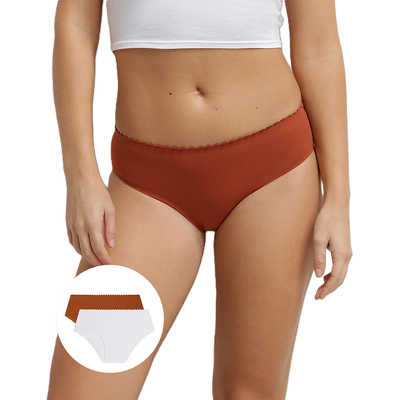 Dim Body Touch Midi Brief 2x - Dámske Ponožky 2 Ks - Tehlová - Biela Biela S Dim Body Touch Midi Brief 2x - Dámske Ponožky 2 Ks - Tehlová - Biela Biela S