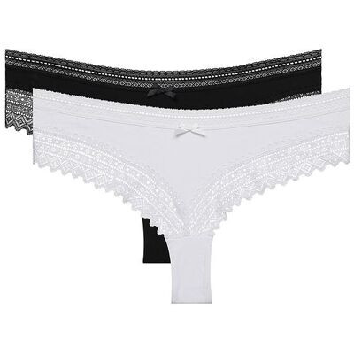 Dim Sexy Fashion Brazilian 2x - Dámske Bavlnené Brazilky S Čipkou 2 Ks - Čierna - Biela Šedá L Dim Sexy Fashion Brazilian 2x - Dámske Bavlnené Brazilky S Čipkou 2 Ks - Čierna - Biela Šedá L