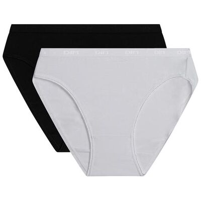 Dim Cotton Bio Minislip 2x - Dámske Bavlnené Nohavičky 2 Ks - Čierna - Biela Šedá Xl Dim Cotton Bio Minislip 2x - Dámske Bavlnené Nohavičky 2 Ks - Čierna - Biela Šedá Xl