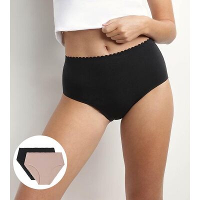 Dim Body Touch Highwaist Brief - Dámske Nohavičky 2ks - Čierna - Béžová Hnedá S Dim Body Touch Highwaist Brief - Dámske Nohavičky 2ks - Čierna - Béžová Hnedá S