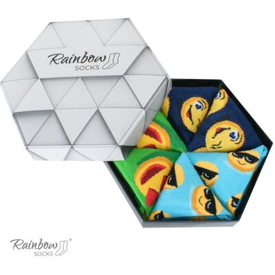 Zooksy/rainbow Socks Ponožky Dúhové Ponožky Emotikony, Váženia, Vtipné V Láske 3 Páry Modrá 41-46 Zooksy/rainbow Socks Ponožky Dúhové Ponožky Emotikony, Váženia, Vtipné V Láske 3 Páry Modrá 41-46