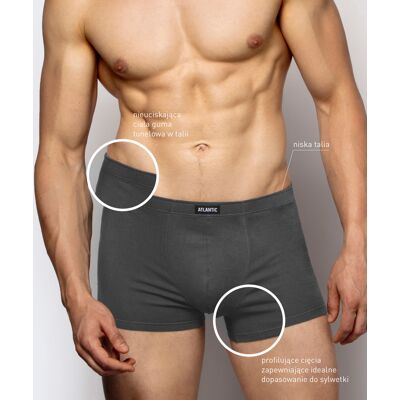 Atlantic 3-Pack Pánske Boxerky, Grafitové Šedá L Atlantic 3-Pack Pánske Boxerky, Grafitové Šedá L