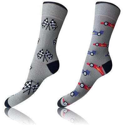 Bellinda Crazy Socks 2x - Veselé Ponožky 2 Páry - Sivá - Červená - Tmavo Modrá 35-38 Bellinda Crazy Socks 2x - Veselé Ponožky 2 Páry - Sivá - Červená - Tmavo Modrá 35-38