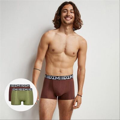 Dim Cotton 3d Flex Air Boxer 2x - Pánske Boxerky 2ks - Green - Dark Brown Hnedá Xxl Dim Cotton 3d Flex Air Boxer 2x - Pánske Boxerky 2ks - Green - Dark Brown Hnedá Xxl
