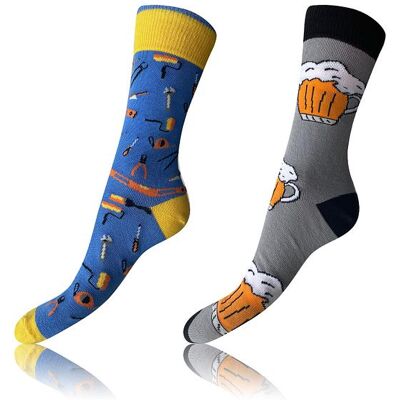 Bellinda Crazy Socks 2x - Veselé Ponožky 2 Páry - Sivá - Žltá - Modrá Šedá 35-38 Bellinda Crazy Socks 2x - Veselé Ponožky 2 Páry - Sivá - Žltá - Modrá Šedá 35-38