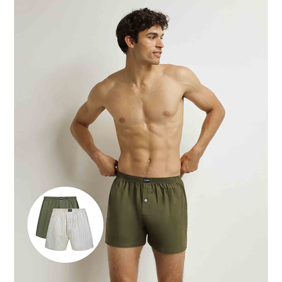 Dim Cotton Stretch Loose Boxer 2x - Pánske Voľné Boxerky 2 Ks - Sivá - Zelená Šedá L Dim Cotton Stretch Loose Boxer 2x - Pánske Voľné Boxerky 2 Ks - Sivá - Zelená Šedá L