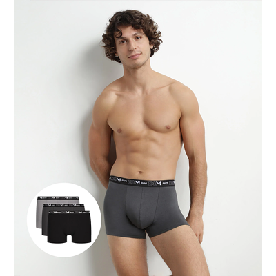 Dim Cotton Stretch Boxer 3x - Pánske Boxerky 3 Ks - Čierna - Sivá Šedá Xxl Dim Cotton Stretch Boxer 3x - Pánske Boxerky 3 Ks - Čierna - Sivá Šedá Xxl