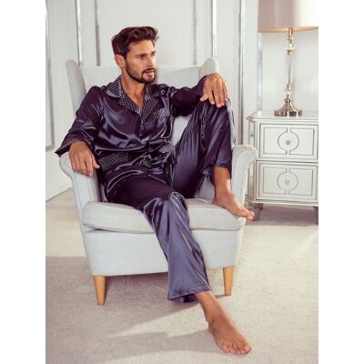 Pyjamas De Lafense 939 Satin L/r M-4xl Men'S Zip-Up Navy Blue 042 Čierna M Pyjamas De Lafense 939 Satin L/r M-4xl Men'S Zip-Up Navy Blue 042 Čierna M