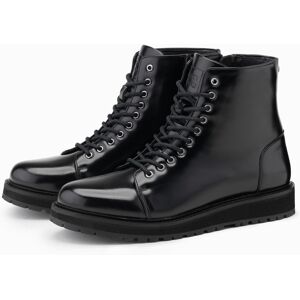Ombre Men'S High Top Shoes In Shiny Eco Leather - Black Čierna 45 Ombre Men'S High Top Shoes In Shiny Eco Leather - Black Čierna 45