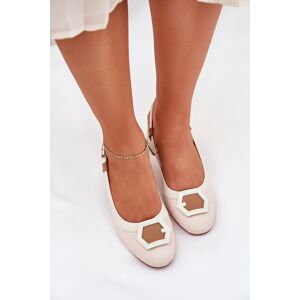 S. Barski Kožené Elegantné Dámske Sandále Na Podpätku D&a Krémová 38 S. Barski Kožené Elegantné Dámske Sandále Na Podpätku D&a Krémová 38