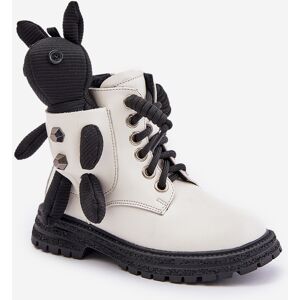 Leather Insulated Children'S Ankle Boots With Zipper With Vinceza Bear White Šedá 28 Leather Insulated Children'S Ankle Boots With Zipper With Vinceza Bear White Šedá 28