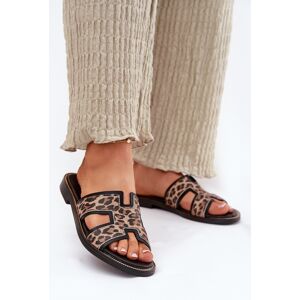 Kožené Plátené Papuče S Leopardím Vzorom Zazoo Čierna 36 Kožené Plátené Papuče S Leopardím Vzorom Zazoo Čierna 36