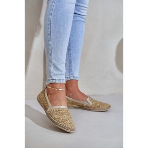 Elegantné Kožené Espadrilky S Pletením Béžovo-Zlaté Zazoo 10178 Hnedá 37 Elegantné Kožené Espadrilky S Pletením Béžovo-Zlaté Zazoo 10178 Hnedá 37